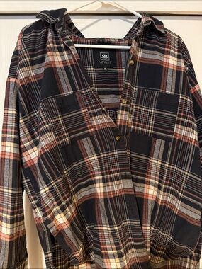 Rip Curl Black, Rust & Cream Plaid Flannel Shirt